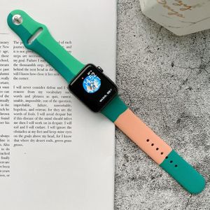 Siliconen kleur bijpassende vervangende watchbands voor Apple Watch Series 6 & SE & 5 & 4 40mm / 3 & 2 & 1 38mm (donkergroen + lichtgroen + oranje)