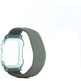 Weven vervanging polsband horlogebandjes met frame voor Apple Watch Series 6 & SE & 5 & 4 40mm / 3 & 2 & 1 38mm  Lengte: 128mm (Houtskool)