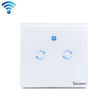 Sonoff T1 Touch 86mm 1 bende 2 gehard glas paneel muur Switch Smart Home lichte aanraking-wegschakelaar  compatibel met Alexa en Google Startpagina  AC 90-250 v 2A  EU Plug