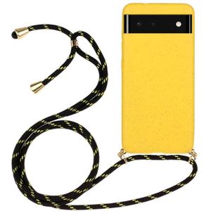 Voor Google Pixel 6 tarwestro -materiaal + TPU -beschermkoffer met lanyard