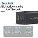 Awei PD9 65W Dual Type-C / USB-C + USB GAN Fast Charging Travel Charger  EU-plug