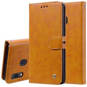 Business stijl olie Wax textuur horizontale Flip lederen case voor Galaxy A30  met houder & kaartsleuven & portemonnee (bruin)