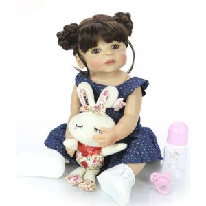 Siliconen lichaam levensechte meisje Baby Doll waterdichte Toy Kid verjaardagsgift (bruine ogen)