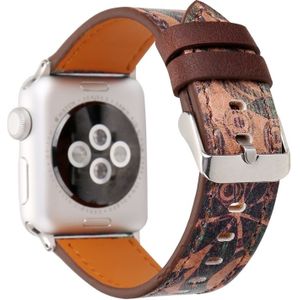 Voor Apple Watch serie 3 & 2 & 1 38mm Retro bloem serie oude muurschilderingen patroon pols horloge echt lederen Band