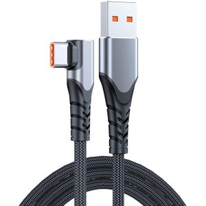 6A 66W USB naar USB-C / Type-C elleboog Mobiele Telefoon Game Snelle datakabel  Lengte: 1m