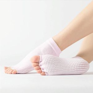 3 paar open-teen yogasokken binnensporten antislip vijfvingerige danssokken  maat: n maat (pure kleur lichtroze)