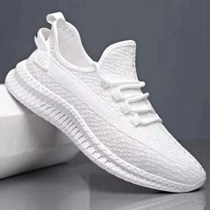 Heren ademende sneakers Fly geweven casual mesh schoenen  maat: 39 (veer wit)