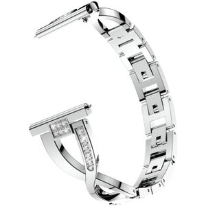 X-vormige diamant roestvrijstalen polsband horlogeband voor Galaxy Watch actieve 20mm (zilver)