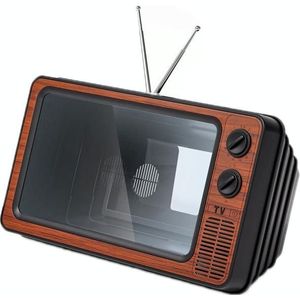 Retro TV Mobiele Telefoon Scherm Video Versterker Mobiele Telefoon Houder (Bruin Hout)