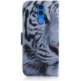 Tiger patroon gekleurde tekening horizontale Flip lederen case voor Huawei mate 20 lite  met houder & card slots & portemonnee