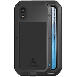 LOVE MEI krachtige stofdicht Shockproof anti-slip metaal + siliconen combinatie Case voor iPhone XR(Black)