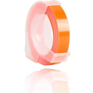 2 PCS CIDY 9mm 3D Embossed Manual Label Tape  Suitable Label Machine DYMO1610 / Motex1540 Sticker Printer(Fluorescous Orange 3D-FO25)