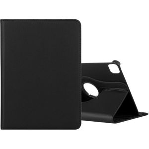 Voor iPad Pro 12.9 (2020) Litchi Texture Horizontale Flip 360 Graden Rotatie lederen behuizing met houder (zwart)