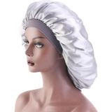 3 PCS TJM-405A Grote Satijn ronde hoed stretch brede brim nacht hoed chemotherapie hoed  grootte: One Size (White)