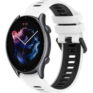 Voor Amazfit GTR 3 22MM sport tweekleurige siliconen horlogeband (wit + zwart)