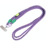 Dopamine kleur dubbele gesp twist touw lange lanyard (paars groen)