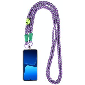 Dopamine kleur dubbele gesp twist touw lange lanyard (paars groen)