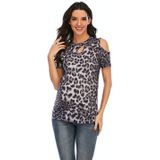 Luipaard textuur afdrukken T-shirt met korte mouwen plus size zwangere vrouwen (kleur: grijs Maat: XL)