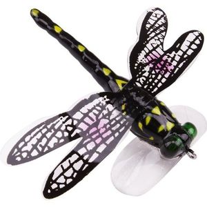 QT01 7cm /6g Vliegend Vissend Aas Lange Haak Bionic Dragonfly Bait (C (Zwart))
