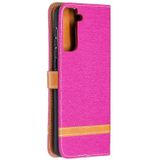 Voor Samsung Galaxy S30 Plus Kleur Bijpassende Denim Textuur Horizontale Flip Lederen case met Holder & Card Slots & Wallet & Lanyard(Rose Red)