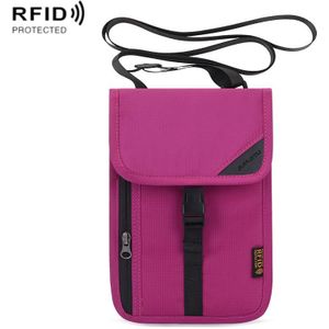 1062 Reizen Paspoortzak RFID Multi-Function Document Houder Hanging Hals Ticket Beschermhoes (Rose Red)