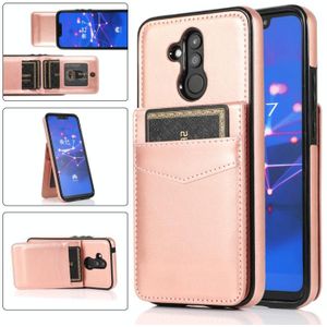 Voor Huawei Mate 20 Lite Solid Color PC + TPU Beschermhoes met houder & Kaartsleuven (Rose Gold)