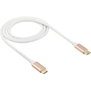 1m metaal hoofd USB 3.1 Type-c Male naar USB 3.1 Type-c Male Adapter Kabel  Voor Samsung Galaxy S8 & S8 PLUS / LG G6 / Huawei P10 & P10 Plus / Xiaomi Mi 6 & Max 2 nl andere Smartphones ((wit) + Goud)