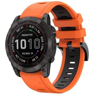 Voor Garmin Fenix 7X Solar 26mm tweekleurige sport siliconen horlogeband (oranje + zwart)