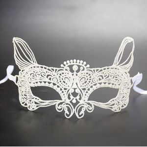 Halloween Masquerade Party Dance Sexy Lady Lace kat koning Mask(White)