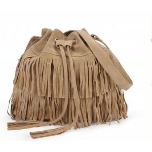 Frosted Tassel Bucket Bag Enkele schouder Crossbody tas voor dames