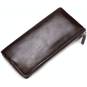 Mannen Lange Portemonnee Zachte Lederen Rits Mini Telefoon Tas Clutch Bag (Koffie)