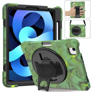 Schokbestendige kleurrijke siliconen + pc-beschermhoes met houder  schouderriem en handriem voor iPad Air (2020) (camouflage)