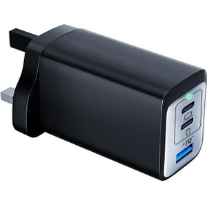 65W dubbele PD USB-C / Type-C + USB 3-poorts Gan snellader  stekker: UK-stekker