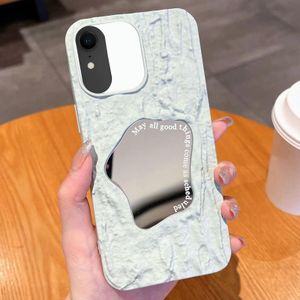 Voor iPhone XR Relif Rock Texture Mirror TPU Telefoonhoesje (Melkgroen)
