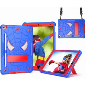 Voor iPad 10.2 2021 / 2020 / 2019 Spider Texture siliconen hybride pc-tablethoes met schouderriem (blauw + rood)