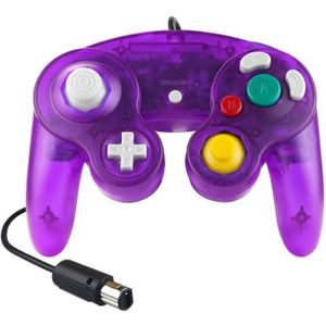5 stks Single Point Vibrating Controller Wired Game Controller voor Nintendo NGC (Transparent Purple)