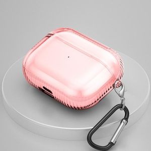 2 stks Oortelefoon Beschermkap TPU Airbag Transparante Beschermhell voor Airpods Pro (Transparent Pink)