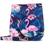 Flamingo patroon camera tas met schouderriem voor Fujifilm Instax mini 11 (zwarte achtergrond)