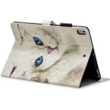 3D horizontale Flip lederen draagtas met houder & kaartsleuven voor iPad Air/Air 2/iPad Pro 9 7 2016/iPad 9 7 2017/iPad 9 7 2018 (witte kat)