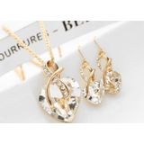 3 STKS/set vrouwen hartvormige Crystal Zircon Earring ketting sieraden set (wit)