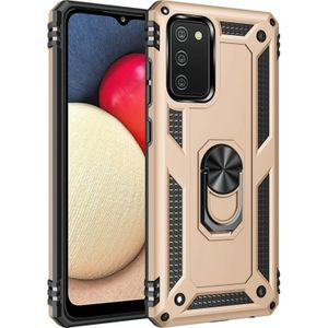 Voor Samsung Galaxy A02s (Amerikaanse versie) Schokbestendige TPU + PC Beschermhoes met 360 graden roterende houder (goud)