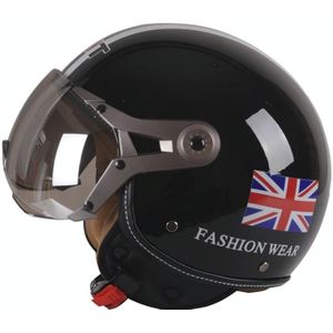GXT Halfcover-helm voor elektrische voertuigen Vier seizoenen retro-helm  maat: M (heldere zwarte bloem)