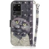 Voor Galaxy S20 Ultra 3D Formula Pattern Magnetic Attraction Horizontale Flip Lederen case met Lanyard  Support Holder & Card Slot & Wallet (Embrace The Cat)