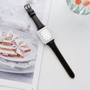 Small Pretty Waist Dubbelzijdige lederen vervangende horlogebanden Voor Apple Watch Series 6 & SE & 5 & 4 40mm / 3 & 2 & 1 38mm(Koffie)