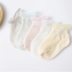 5 paar / set baby sokken mesh dunne katoen ademende kinderen boot sokken  toyan sokken: m 1-3 jaar oud (meisje krimpen)