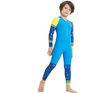 DIVE & SAIL LS-18822 Children Diving Suit Outdoor Zonnebrandcrme Uit n stuk Zwempak  Maat: S(Boy Blue)