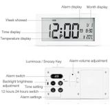 Automatische nachtlampje elektronische klok groot scherm instelbare achtergrondverlichting alarm clock (zwart)