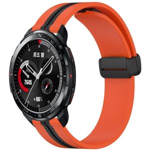 Voor Honor Watch GS Pro 22 mm opvouwbare magnetische sluiting siliconen horlogeband (oranje + zwart)