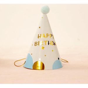 10 PCS Kinderen Volwassen verjaardagsfeestje Hoed Bont Bal verjaardag paper hat (halve ronde vijfpuntige ster blauw)
