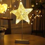 Star vorm rotan romantische vakantie LED licht met houder  Warm Fairy decoratieve Lamp nachtlampje voor Kerstmis  bruiloft  slaapkamer (Warm wit)